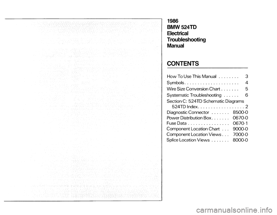 BMW 524TD 1986 E28 Electrical Troubleshooting Manual 