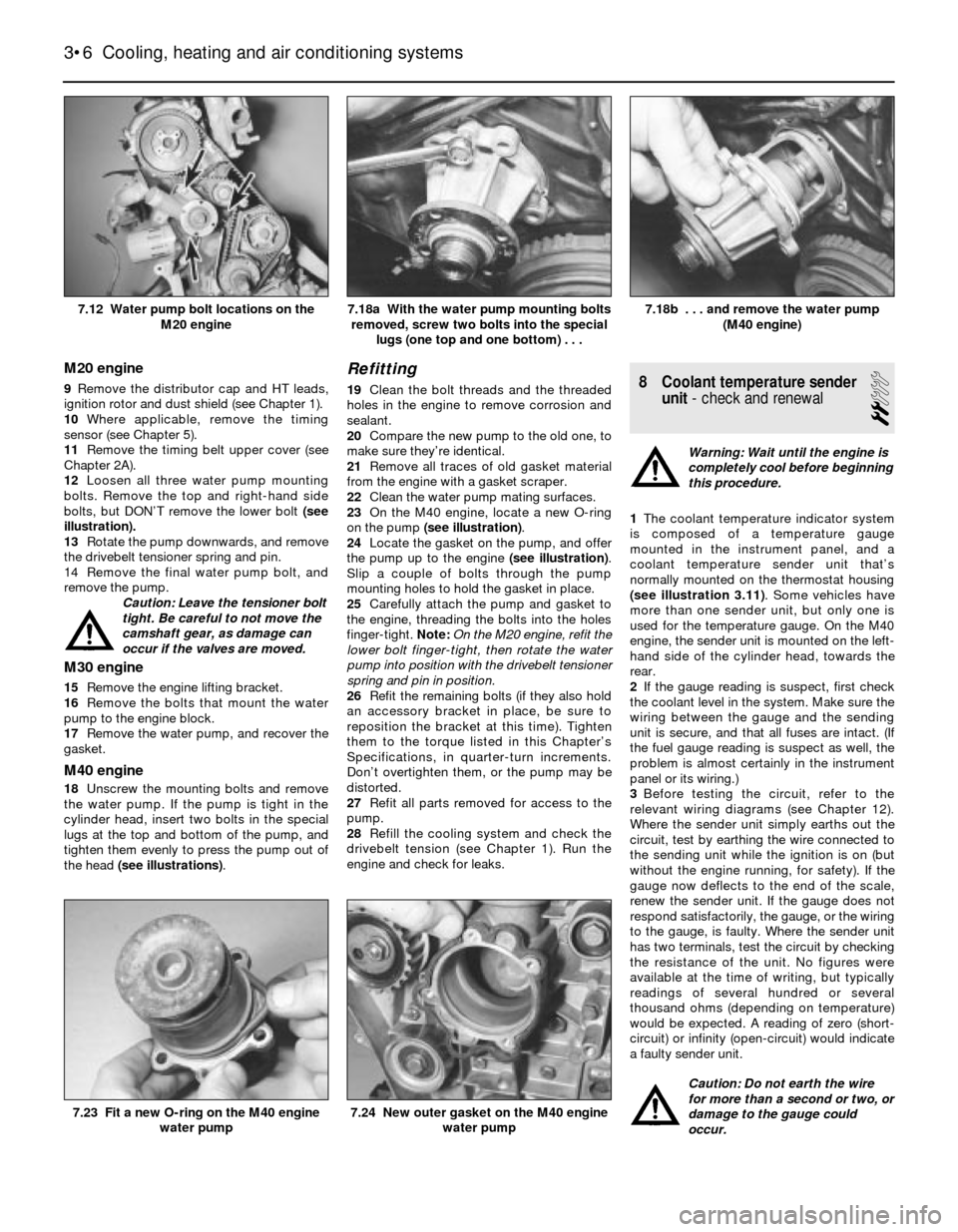 BMW 3 SERIES 1991 E30 Workshop Manual M20 engine
9Remove the distributor cap and HT leads,
ignition rotor and dust shield (see Chapter 1).
10Where applicable, remove the timing
sensor (see Chapter 5).
11Remove the timing belt upper cover BMW 3 SERIES 1991 E30 Workshop Manual M20 engine
9Remove the distributor cap and HT leads,
ignition rotor and dust shield (see Chapter 1).
10Where applicable, remove the timing
sensor (see Chapter 5).
11Remove the timing belt upper cover