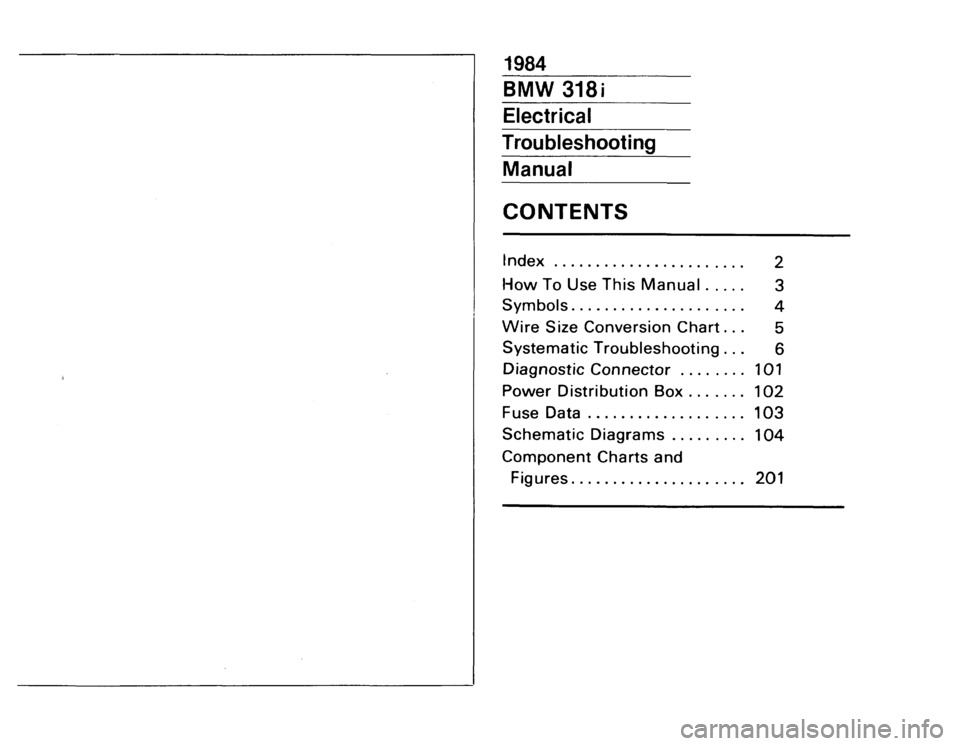 BMW 318i 1984 E30 Electrical Troubleshooting Manual 