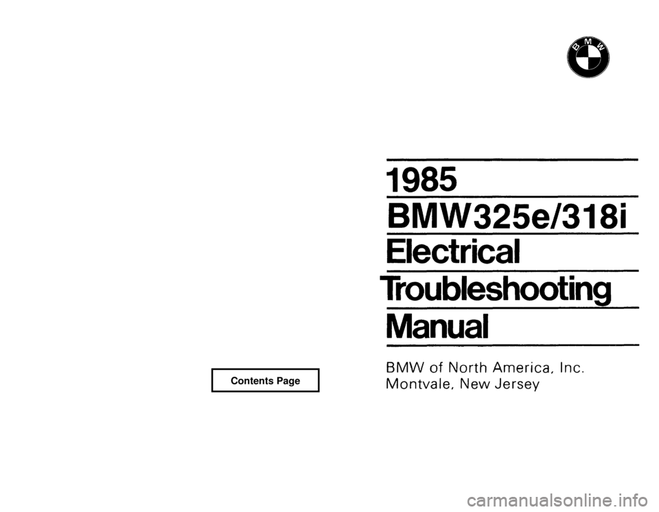 BMW 318i 1985 E30 Electrical Troubleshooting Manual 