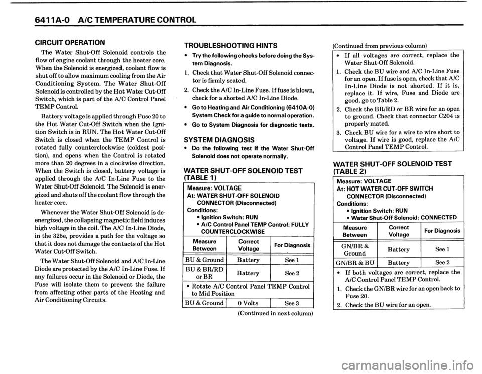 BMW 325i 1987 E30 Electrical Troubleshooting Manual 