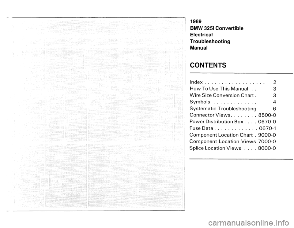 BMW 325i CONVERTIBLE 1989 E30 Electrical Troubleshooting Manual 