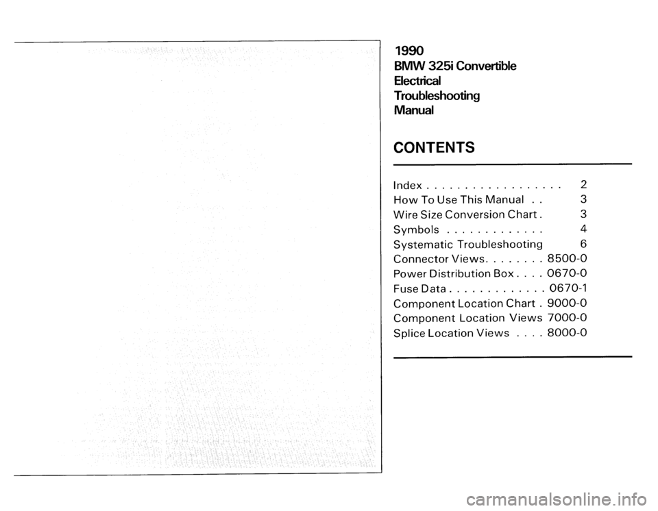 BMW 325i CONVERTIBLE 1990 E30 Electrical Troubleshooting Manual 