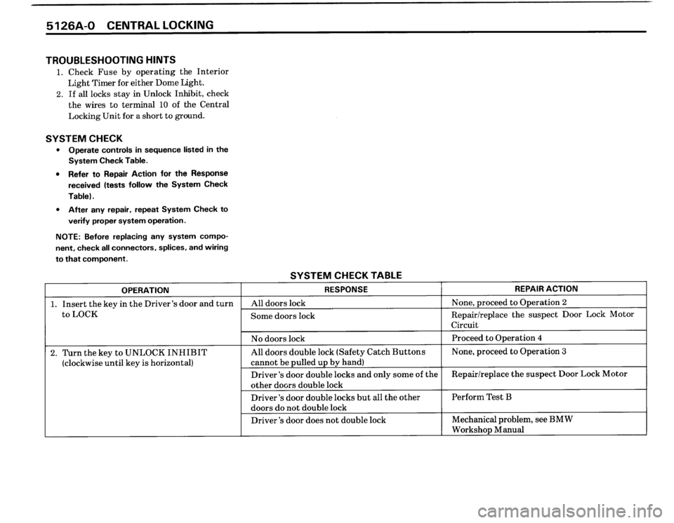 BMW 325i CONVERTIBLE 1990 E30 Electrical Troubleshooting Manual 