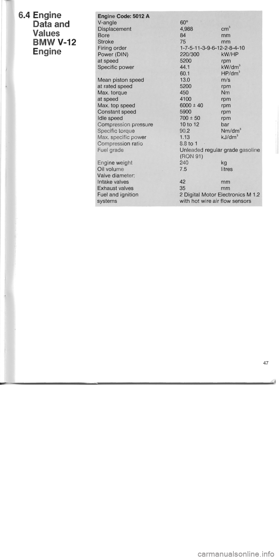 BMW 850i 1992 E31 M70 Engine Service Manual BMW 850i 1992 E31 M70 Engine Service Manual