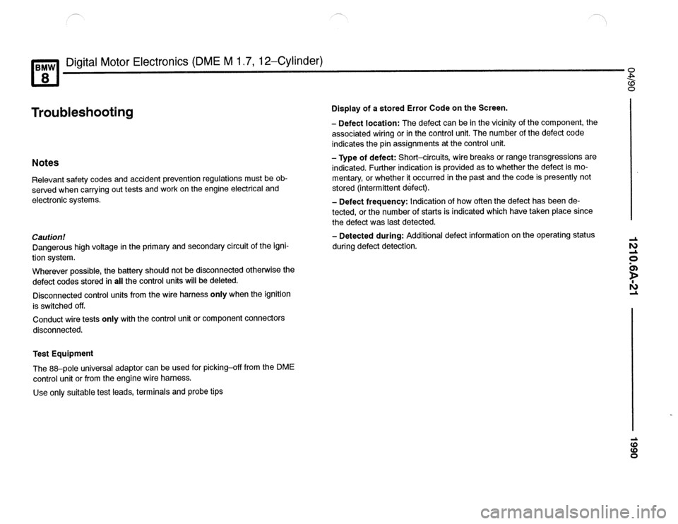 BMW 840ci 1990 E31 Electrical Troubleshooting Manual 