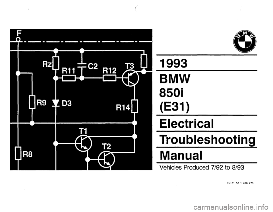 BMW 850i 1993 E31 Electrical Troubleshooting Manual 