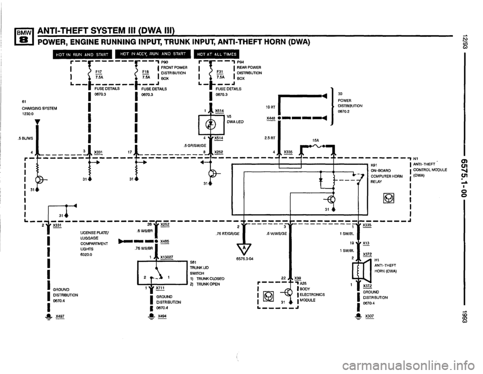 BMW 850i 1993 E31 Electrical Troubleshooting Manual 