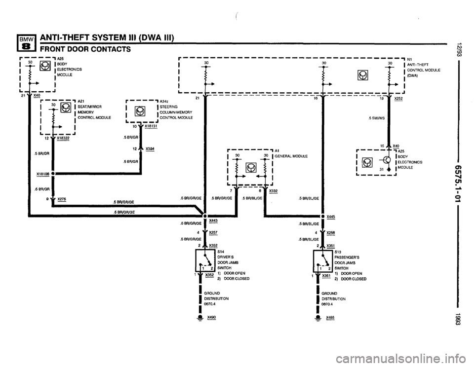 BMW 850i 1993 E31 Electrical Troubleshooting Manual 