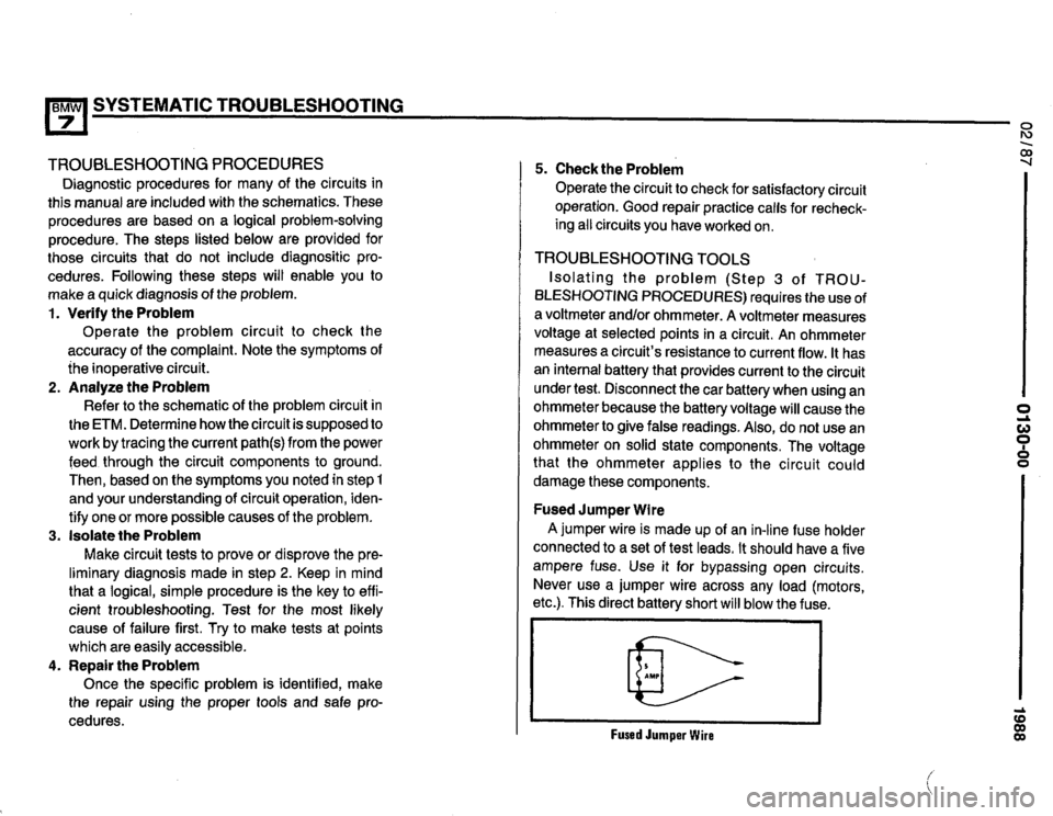 BMW 735i 1987 E32 Electrical Troubleshooting Manual 