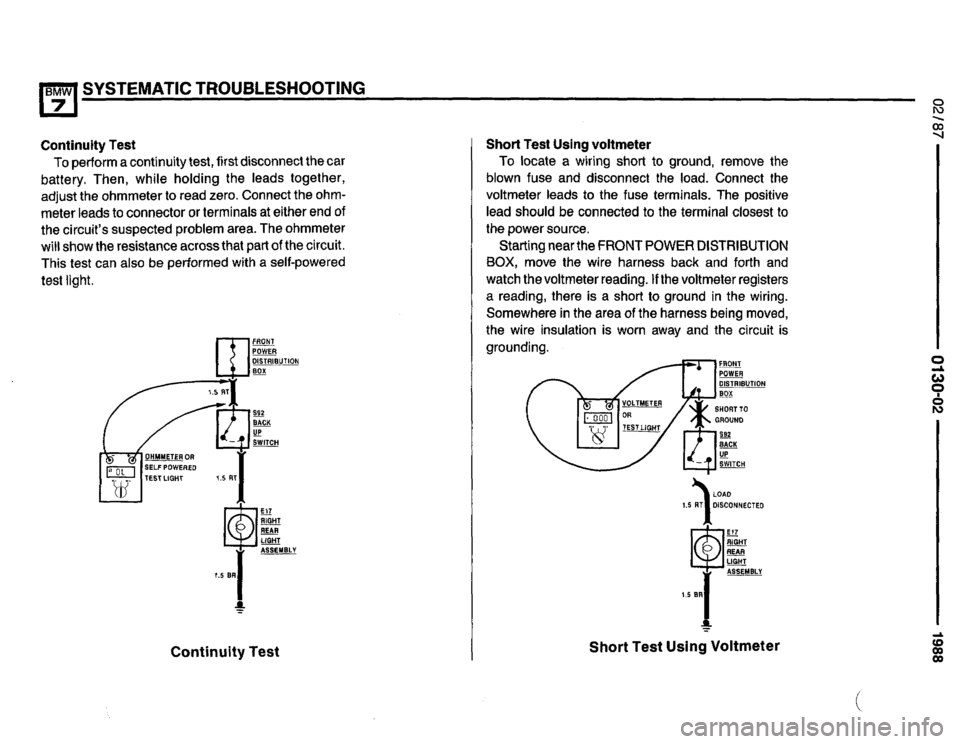 BMW 735i 1987 E32 Electrical Troubleshooting Manual 