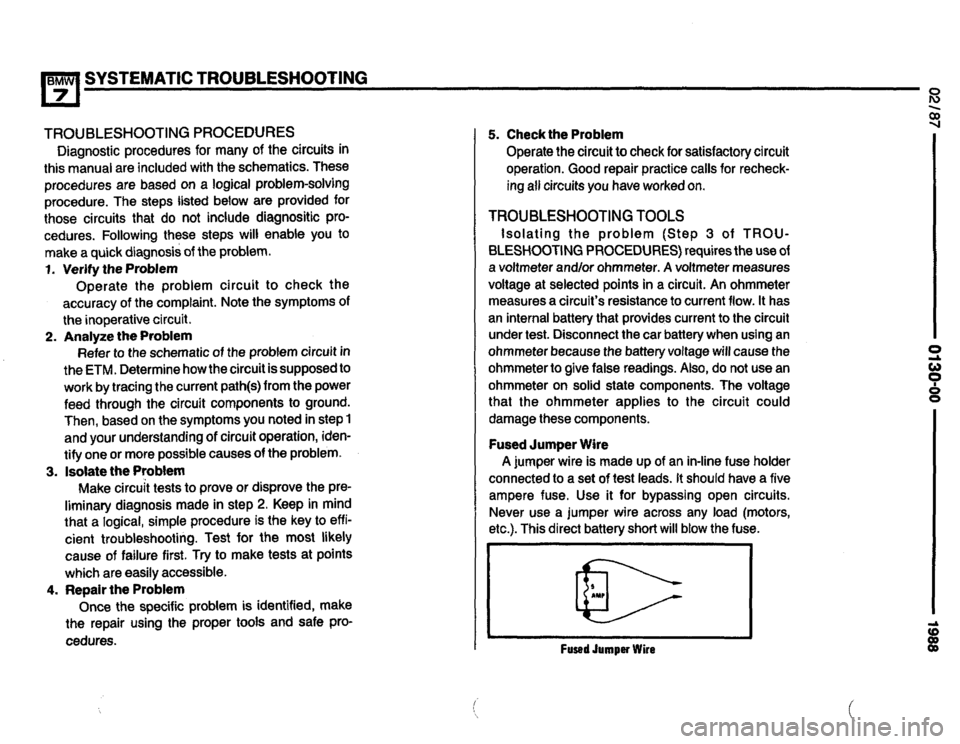 BMW 735i 1988 E32 Electrical Troubleshooting Manual 
