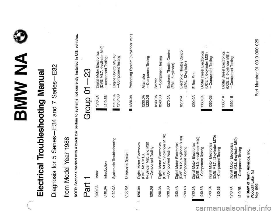 BMW 5 SERIES 1988 E34 Electrical Troubleshooting Manual 