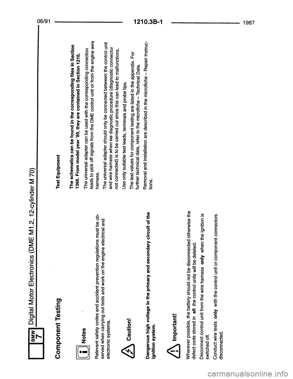 BMW 7 SERIES 1988 E32 Electrical Troubleshooting Manual 