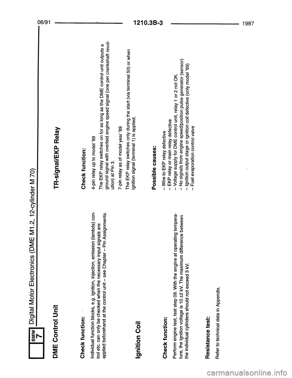 BMW 7 SERIES 1988 E32 Electrical Troubleshooting Manual 