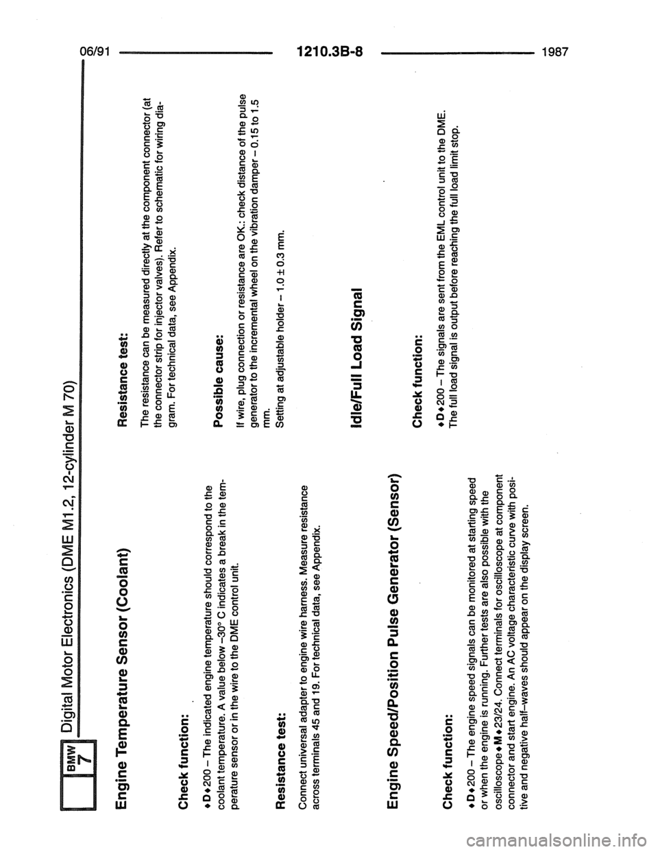 BMW 7 SERIES 1988 E32 Electrical Troubleshooting Manual 