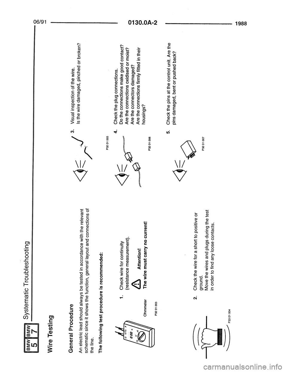 BMW 5 SERIES 1988 E34 Electrical Troubleshooting Manual 