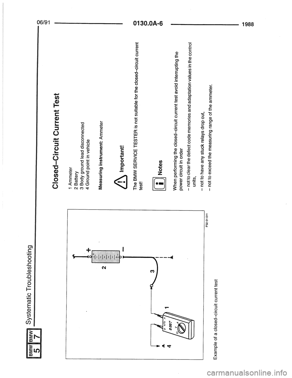 BMW 5 SERIES 1988 E34 Electrical Troubleshooting Manual 