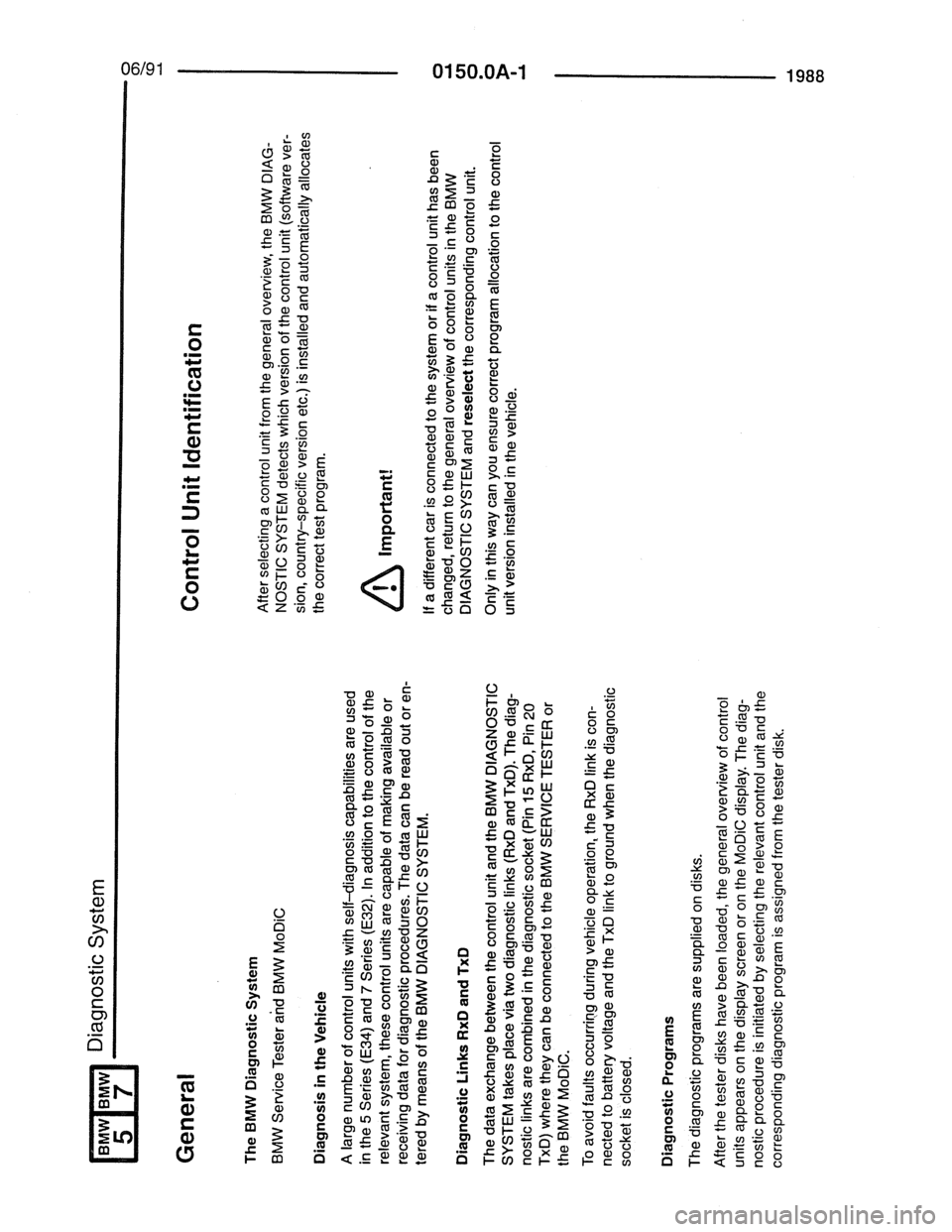 BMW 5 SERIES 1988 E34 Electrical Troubleshooting Manual 