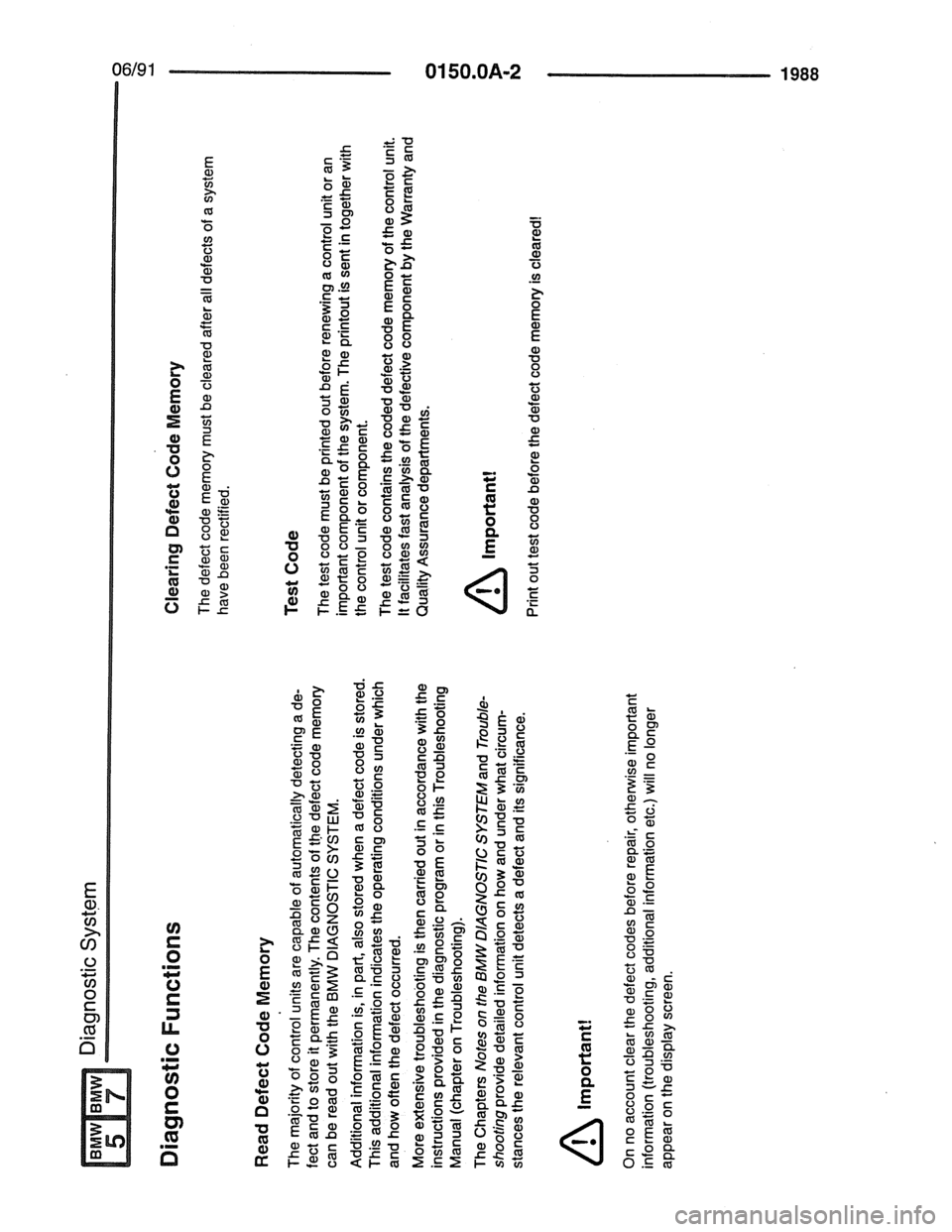 BMW 5 SERIES 1988 E34 Electrical Troubleshooting Manual 