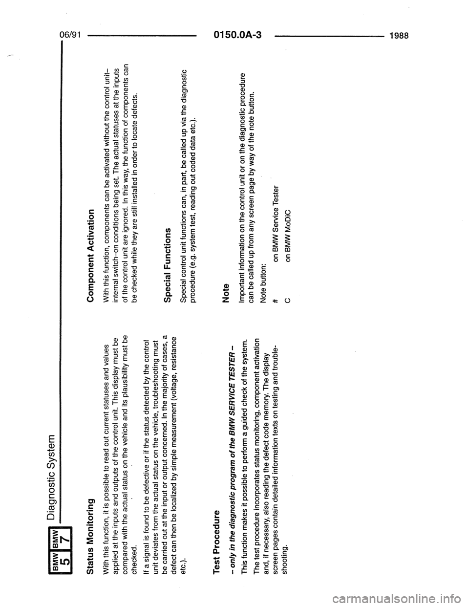 BMW 5 SERIES 1988 E34 Electrical Troubleshooting Manual 