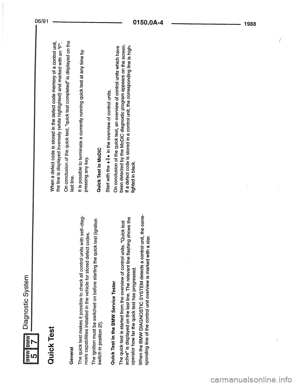 BMW 5 SERIES 1988 E34 Electrical Troubleshooting Manual 