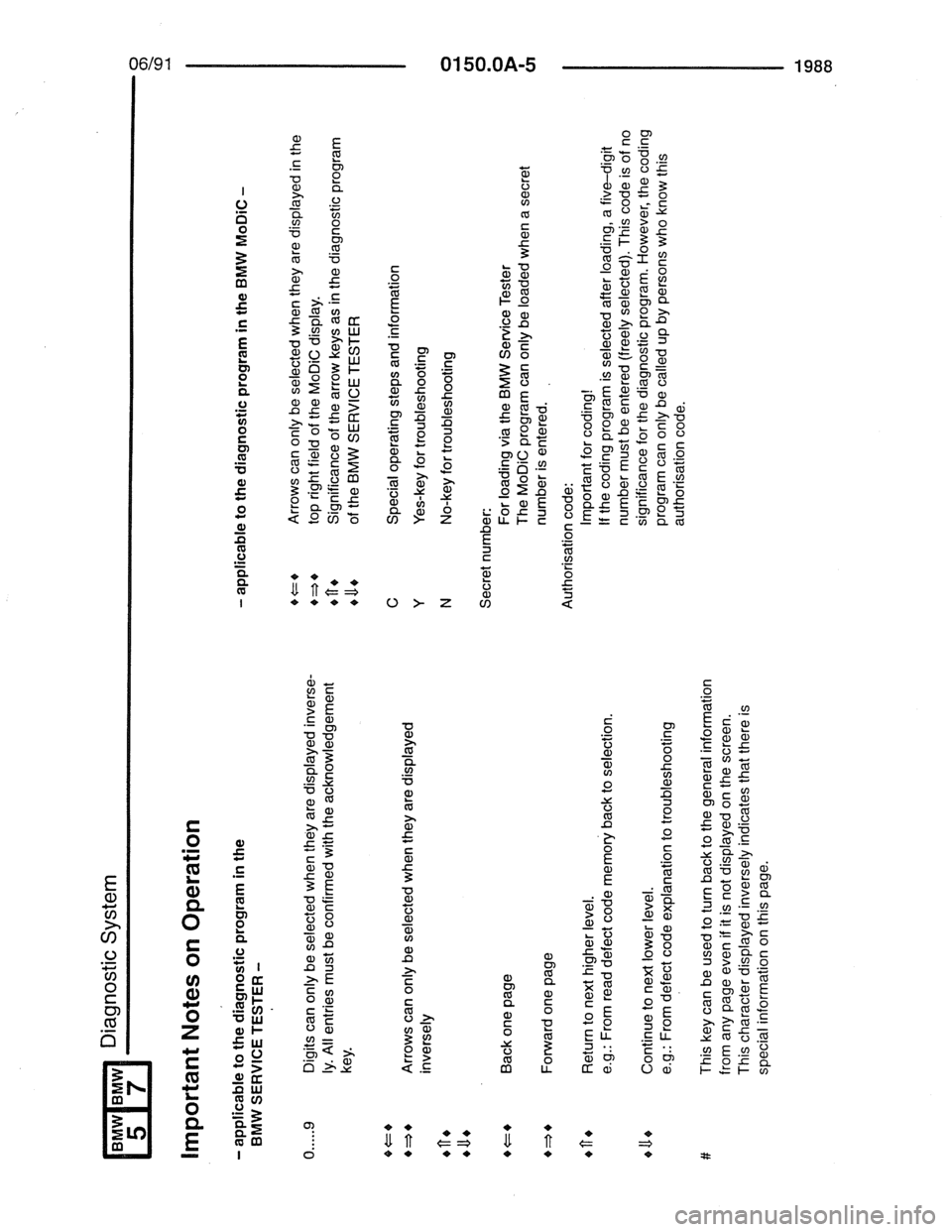 BMW 5 SERIES 1988 E34 Electrical Troubleshooting Manual 