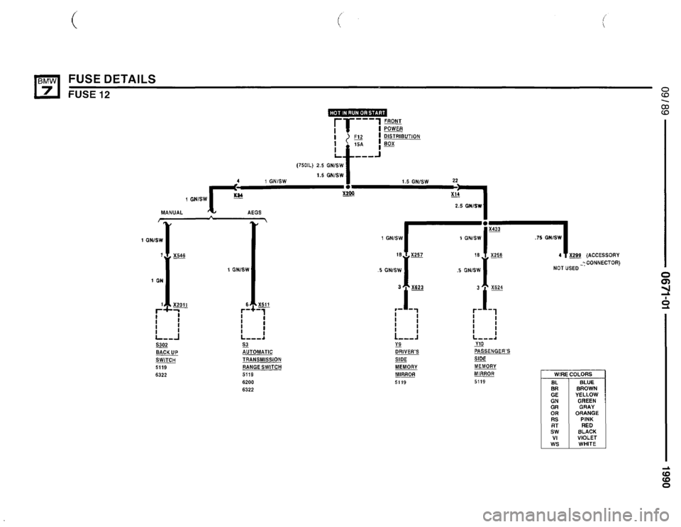 BMW 735i 1990 E32 Electrical Troubleshooting Manual 