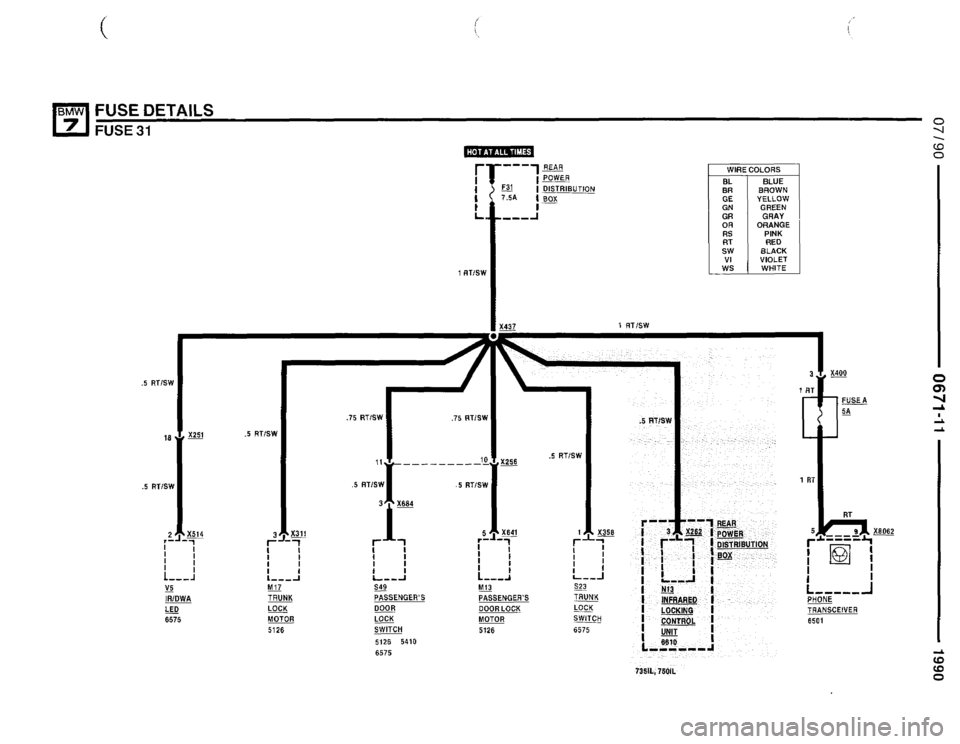 BMW 735i 1990 E32 Electrical Troubleshooting Manual 