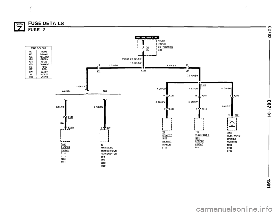 BMW 735i 1991 E32 Electrical Troubleshooting Manual 