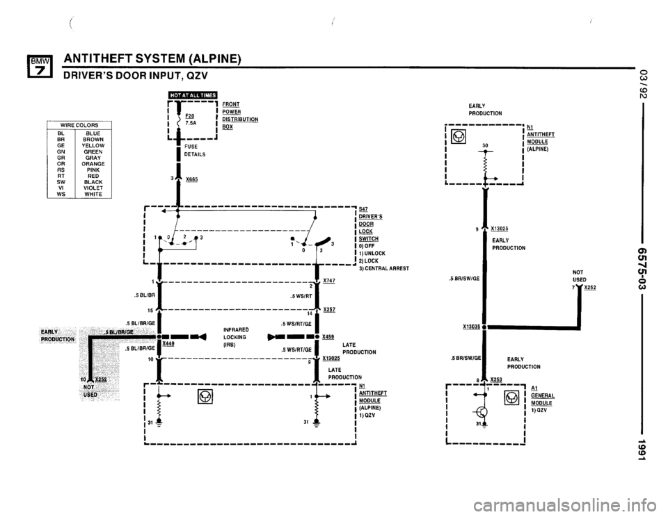 BMW 735i 1991 E32 Electrical Troubleshooting Manual 