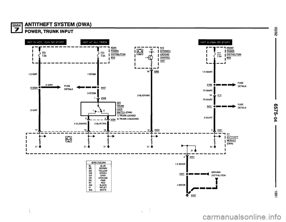 BMW 735i 1991 E32 Electrical Troubleshooting Manual 