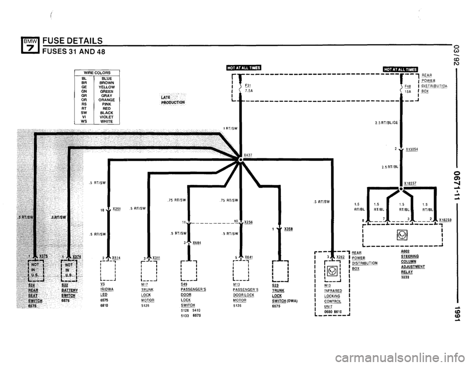 BMW 735i 1991 E32 Electrical Troubleshooting Manual 