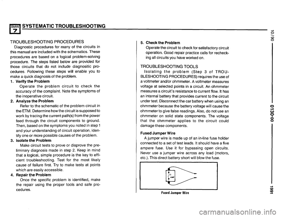 BMW 735i 1991 E32 Electrical Troubleshooting Manual 