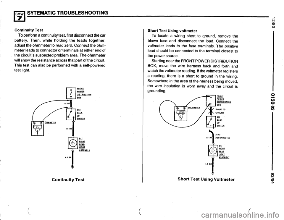 BMW 740i 1993 E32 Electrical Troubleshooting Manual 