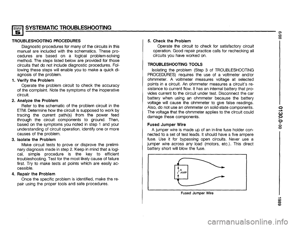 BMW 535i 1989 E34 Electrical Troubleshooting Manual 