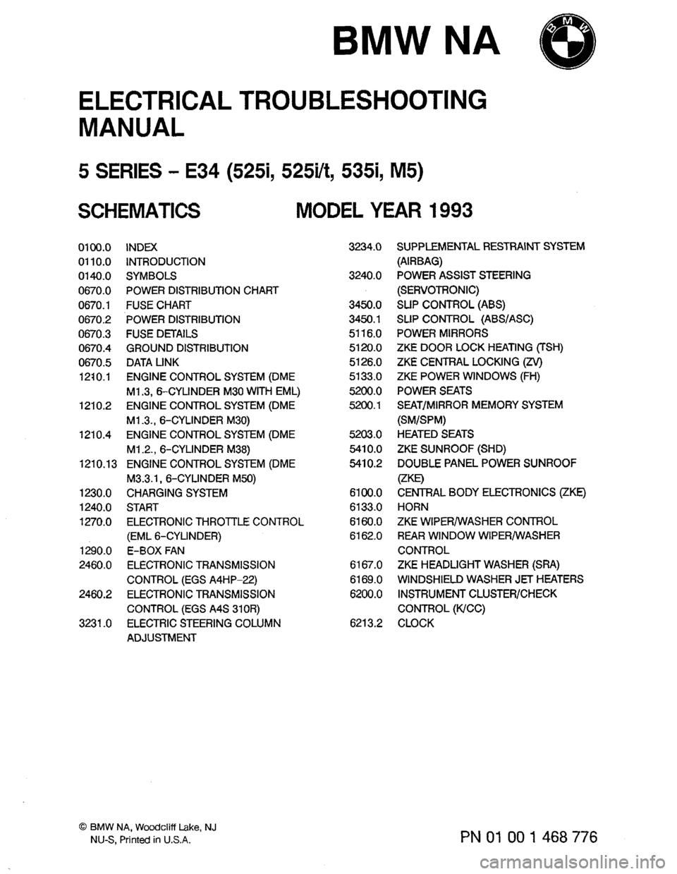 BMW 535i 1993 E34 Electrical Troubleshooting Manual 