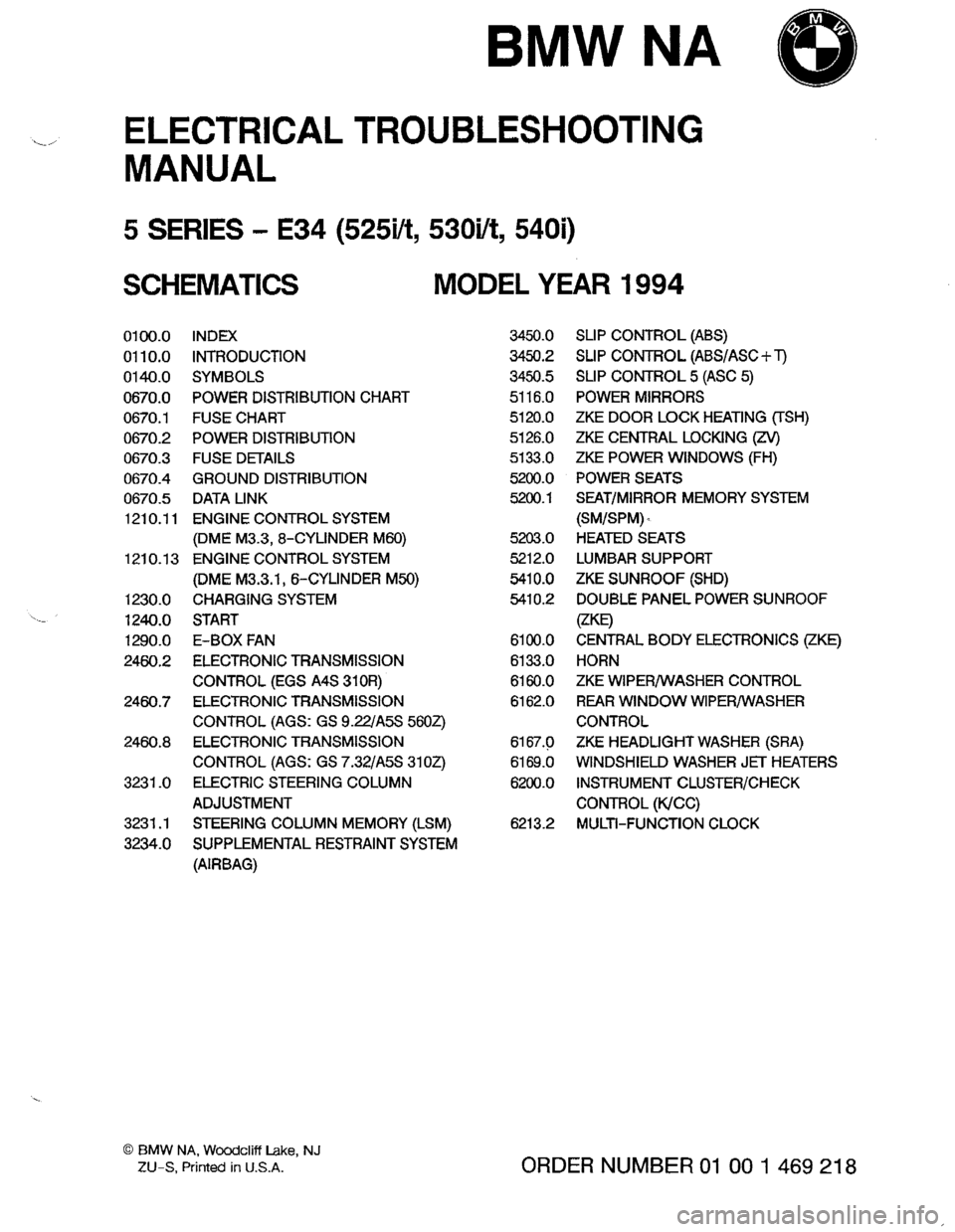 BMW 540i 1994 E34 Electrical Troubleshooting Manual 