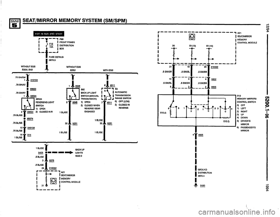 BMW 540i 1994 E34 Electrical Troubleshooting Manual 