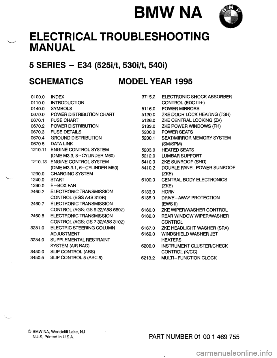 BMW 540i 1995 E34 Electrical Troubleshooting Manual 