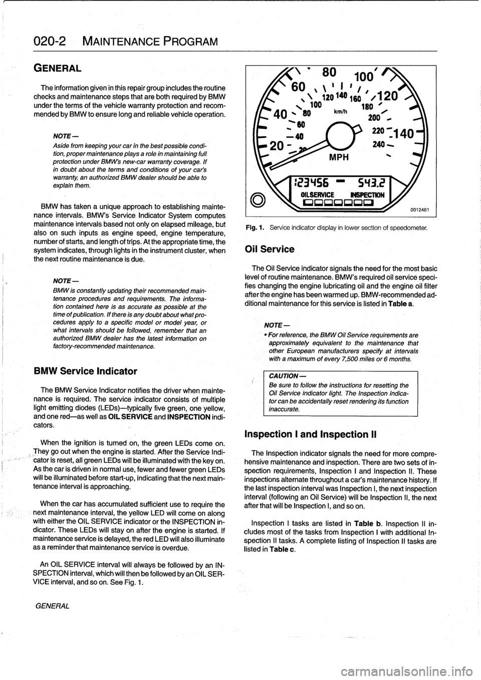 BMW 318i 1995 E36 Workshop Manual 
020-2

	

MAINTENANCE
PROGRAM

GENERAL

The
information
given
in
this
repair
group
includes
the
routine

checks
and
maintenance
steps
that
are
both
required
by
BMW

under
the
terms
of
the
vehicle
war