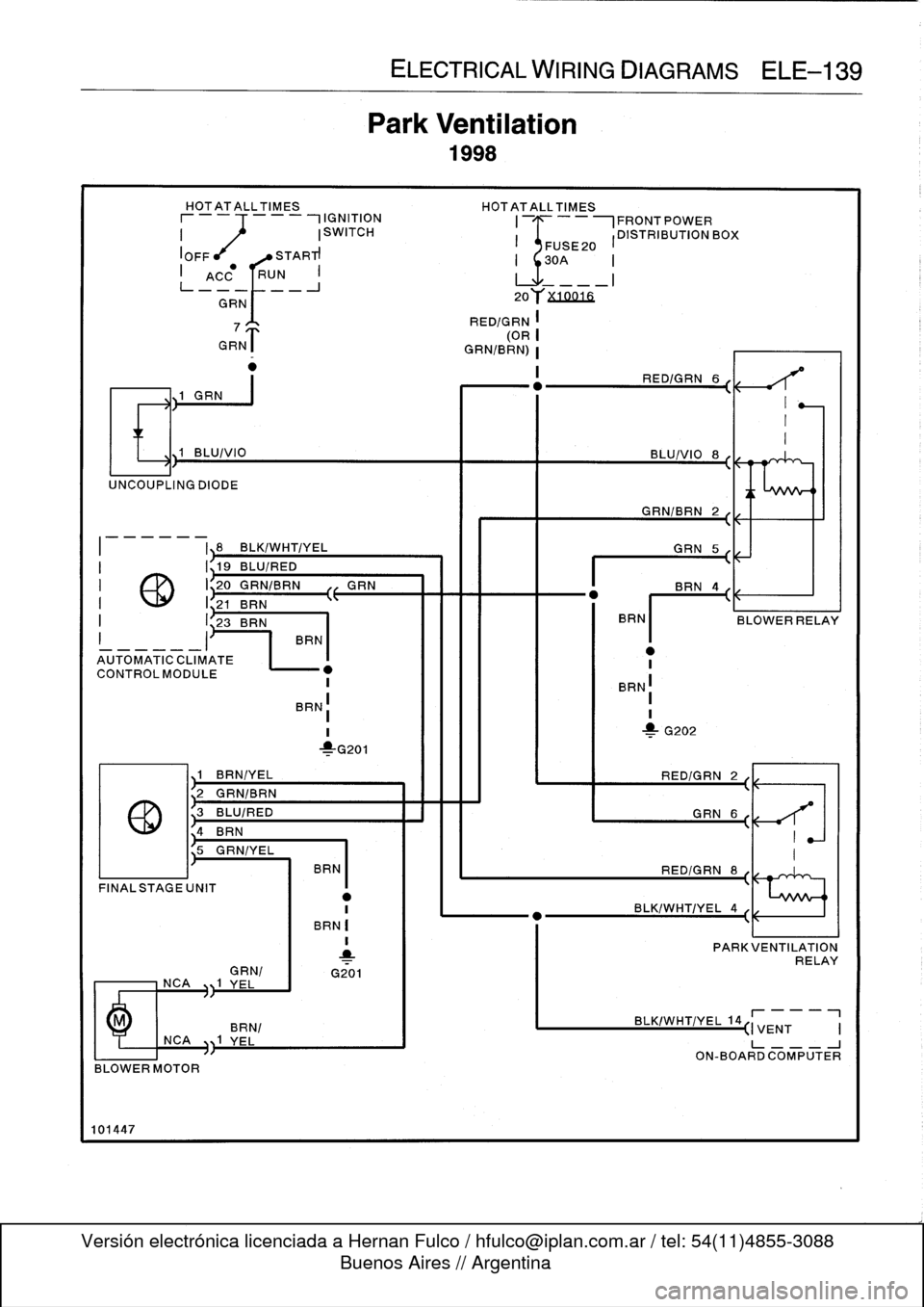 BMW M3 1992 E36 Workshop Manual
UNCOUPLING
DIODE
18
BLK/WHT/YEL
I
119
BLU/RED
I
~
120
GRNJBRN
121
BRN
I
123BRN
I
I}
AUTOMATIC
CLIMATE
CONTROLMODULE
HOTATALL_TI_ME_S
HOTATALLT_IM_ES
r-
-
-(
IGNITI BMW M3 1992 E36 Workshop Manual
UNCOUPLING
DIODE
18
BLK/WHT/YEL
I
119
BLU/RED
I
~
120
GRNJBRN
121
BRN
I
123BRN
I
I}
AUTOMATIC
CLIMATE
CONTROLMODULE
HOTATALL_TI_ME_S
HOTATALLT_IM_ES
r-
-
-(
IGNITI
