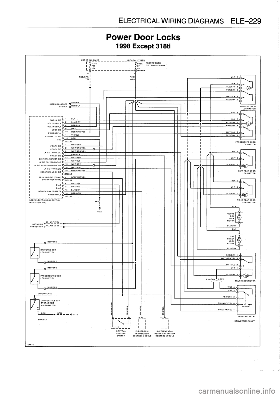 Bmw 318I 1995 E36 Workshop Manual (759 Pages), Page 720: Ele-228 Electrical Wiring Diagrams 82987 1 ...