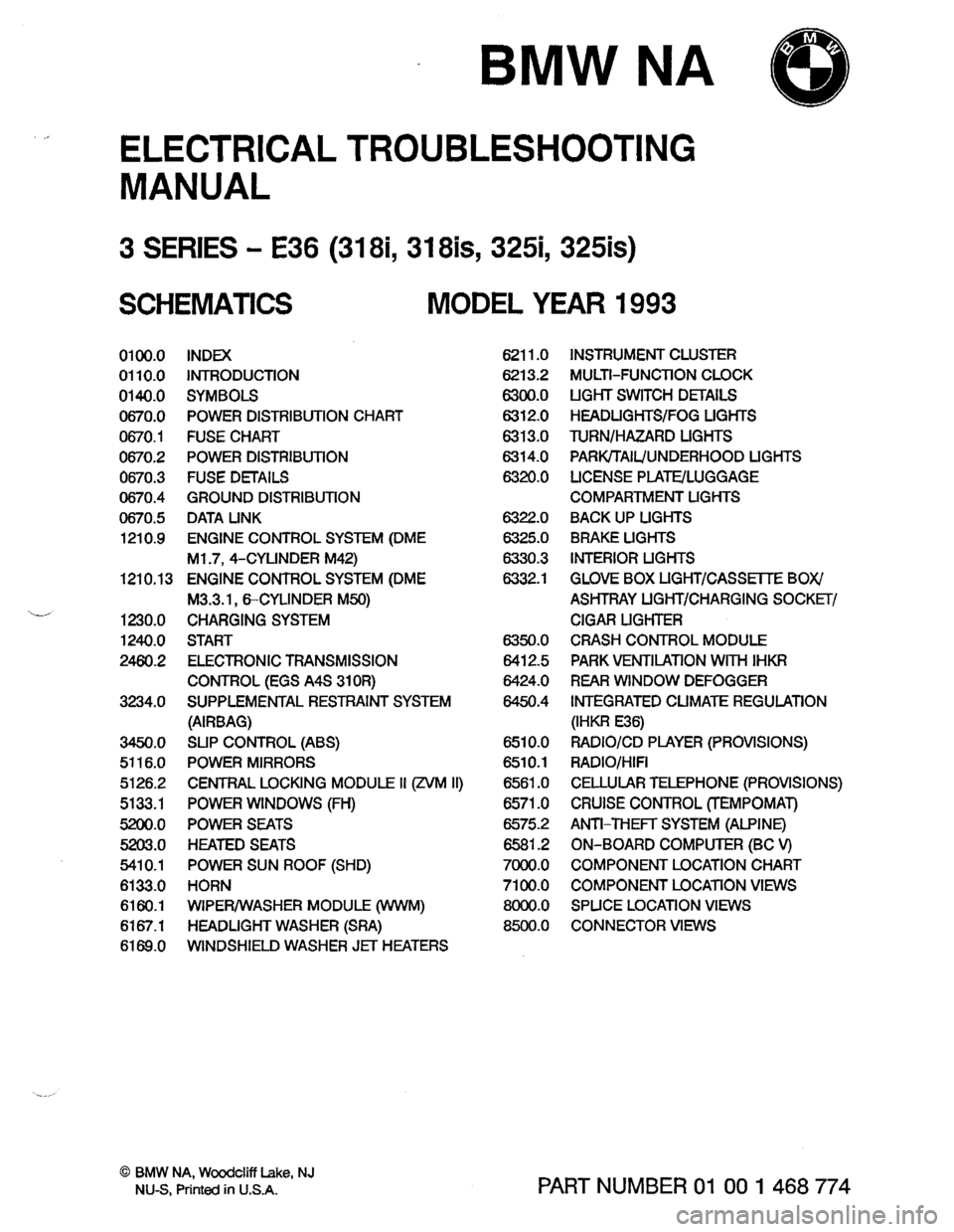 BMW 325is 1993 E36 Electrical Troubleshooting Manual 