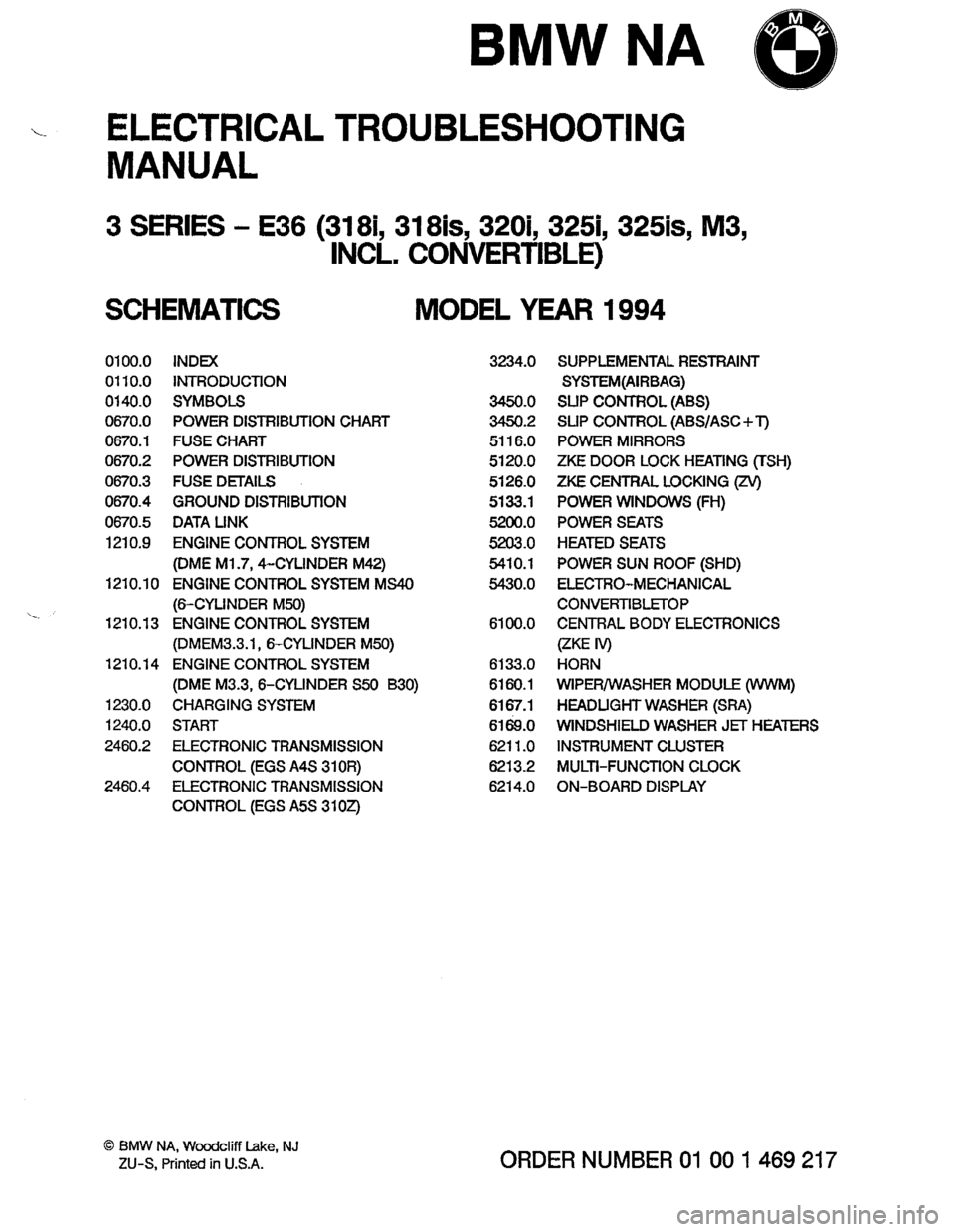 BMW 320i 1994 E36 Electrical Troubleshooting Manual 