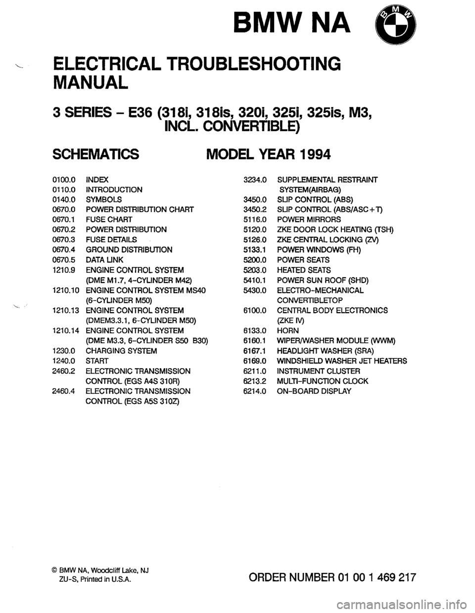 BMW M3 1994 E36 Electrical Troubleshooting Manual 