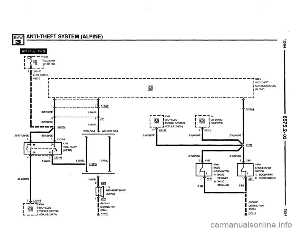 BMW 325i 1994 E36 Electrical Troubleshooting Manual (435 Pages), Page