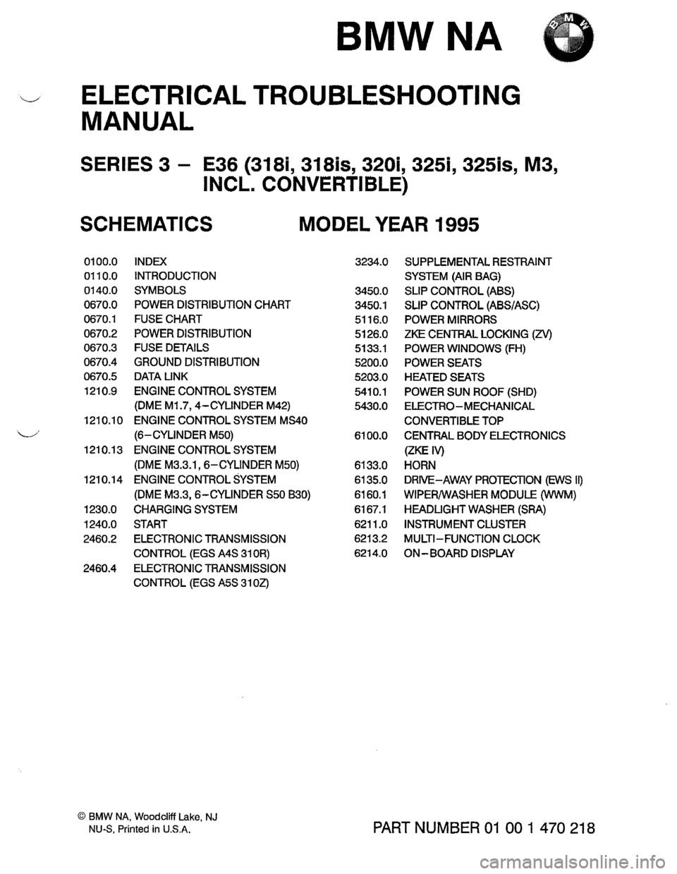 BMW 325i 1995 E36 Electrical Troubleshooting Manual 