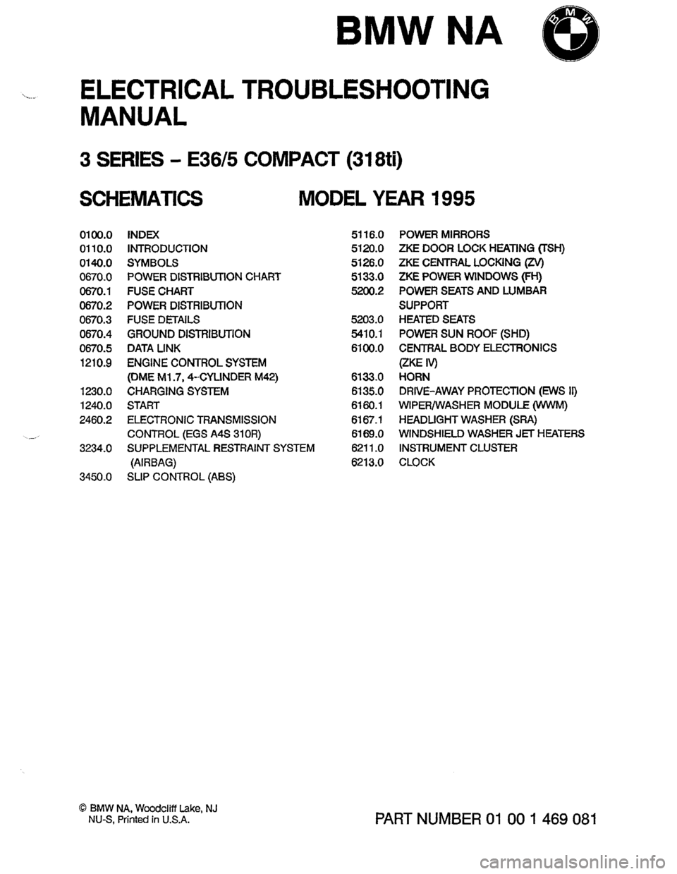 BMW 318ti 1995 E36 Electrical Troubleshooting Manual 