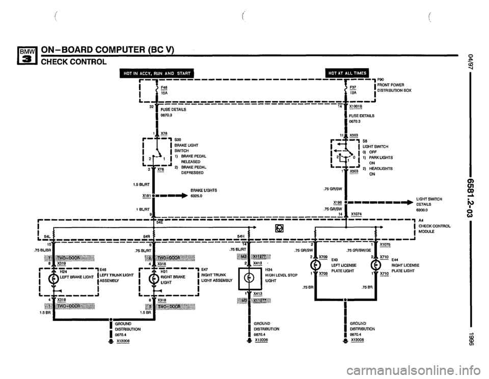 BMW 320i 1996 E36 Electrical Troubleshooting Manual (502 Pages), Page